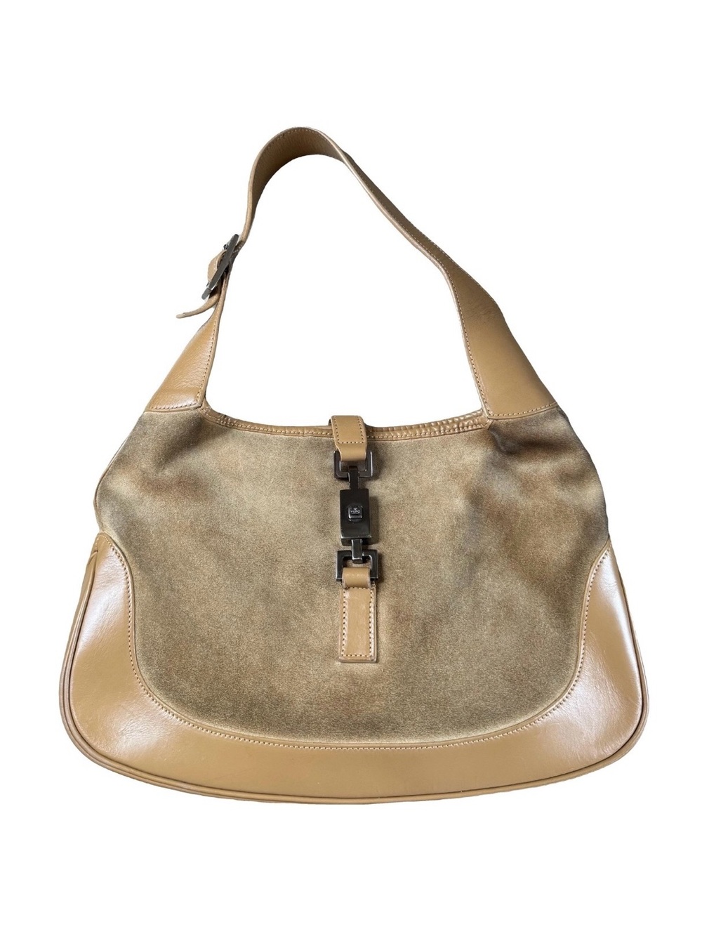 Authentic Vintage Gucci Jackie Tan Suede Leather Shoulder Bag